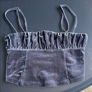 Urban Outfitters Velvet Strappy Crop Top in Blue